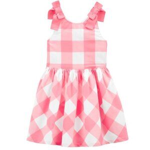 NEW Carter's Gingham Tank Sleeveless Plaid Bow Strap Knee Length Fancy Dress 3